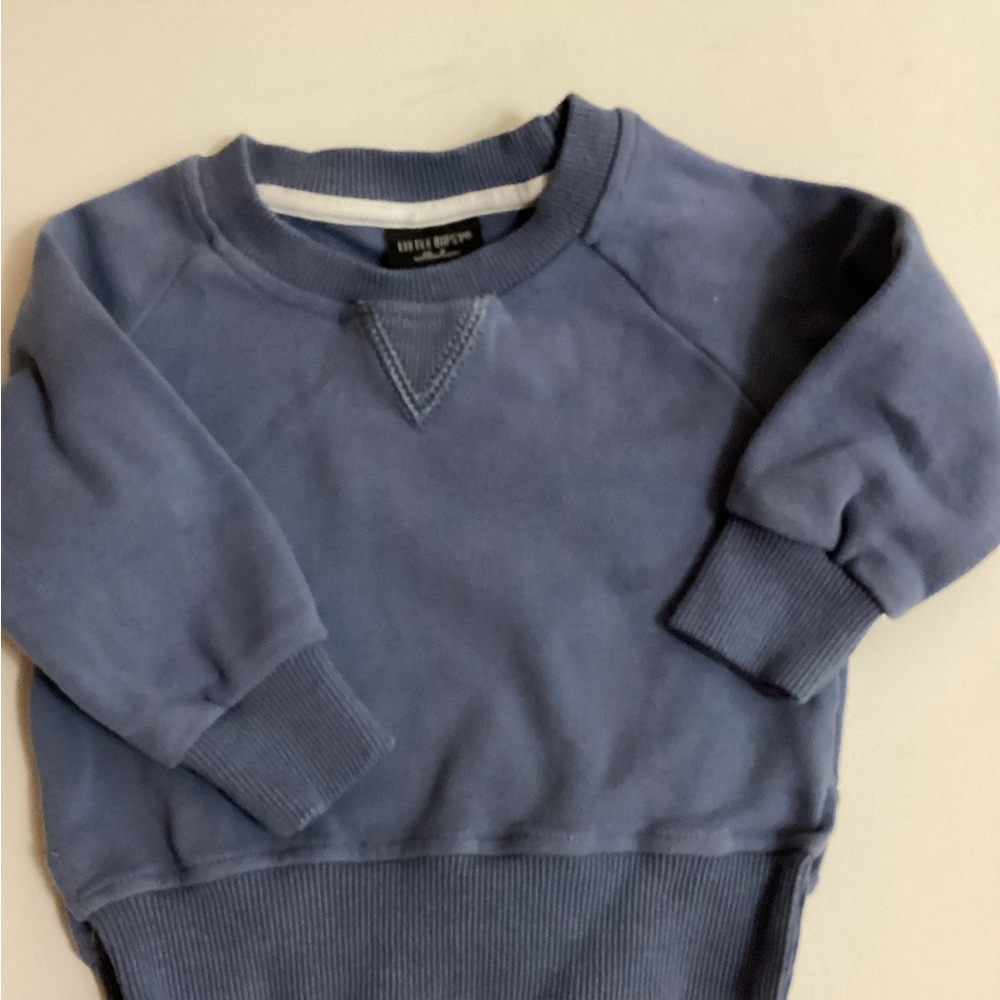 Little Bipsy Indigo Ribbed Collar Top